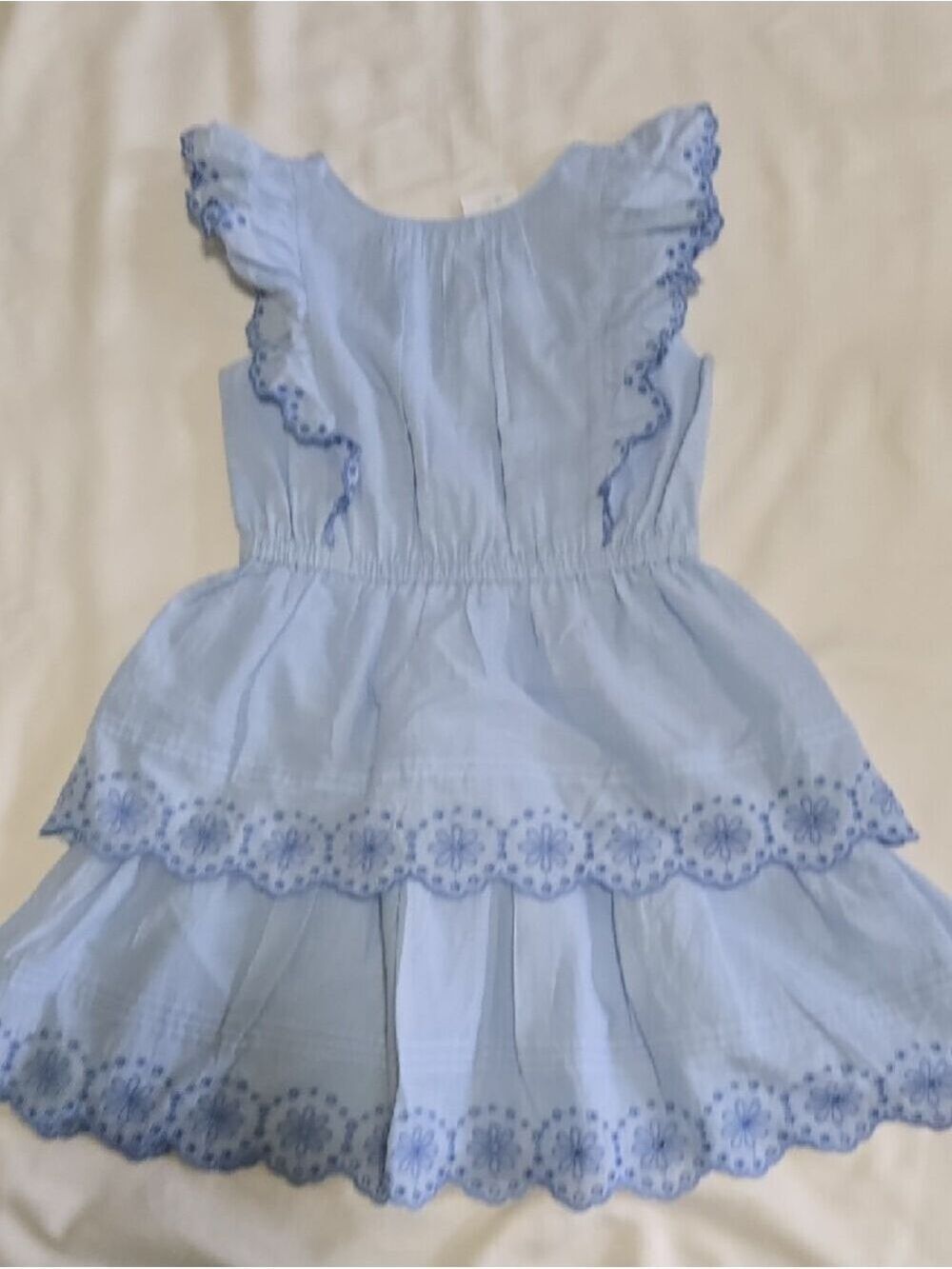 Crewcuts Light Blue Floral Eyelet Tiered Dress